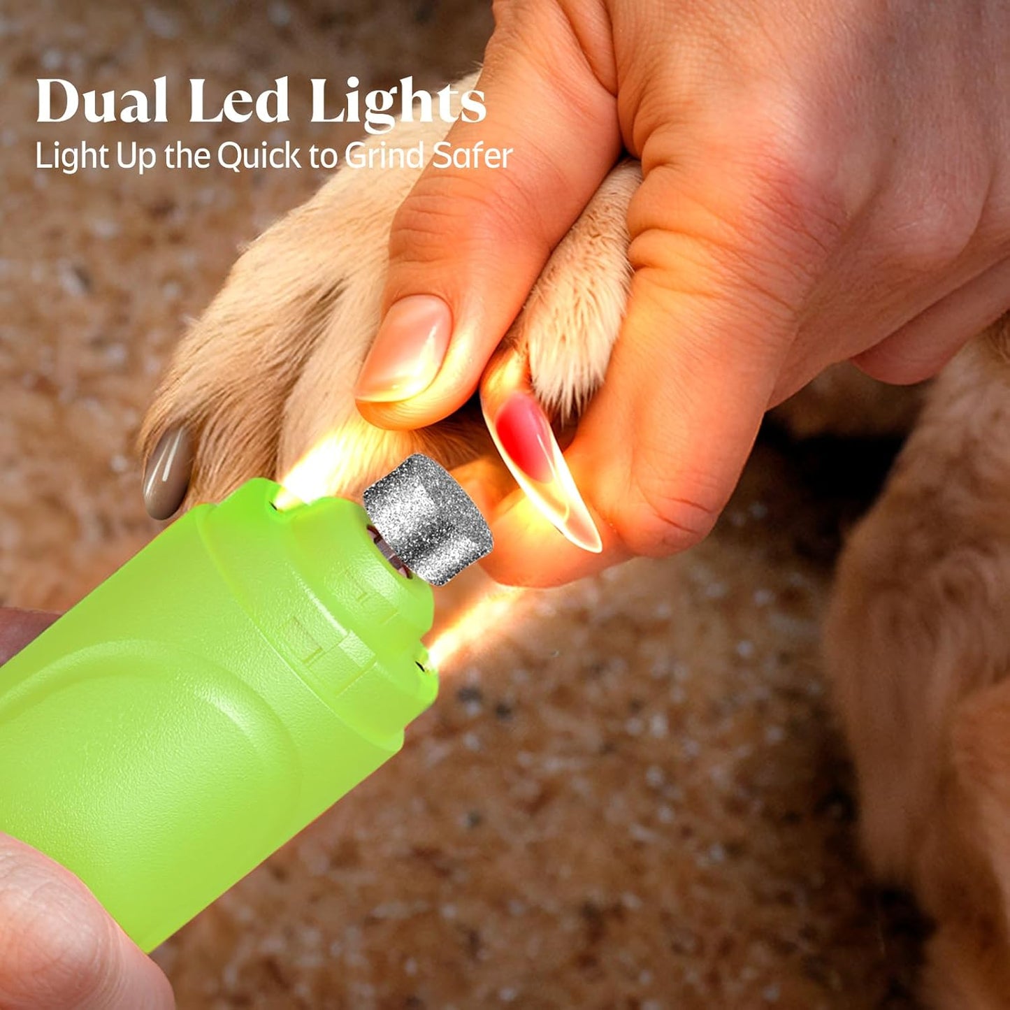 YABIFE Super Quiet Dog Nail Grinder & Clippers Kit with 2 LED Lights, 3 Speeds Up to 12,000 RPM, Lower Than 30dB Electric Pet Nail Trimmer for Small Medium Large Dogs and Cats