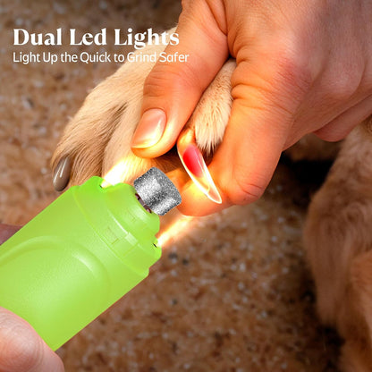 YABIFE Super Quiet Dog Nail Grinder & Clippers Kit with 2 LED Lights, 3 Speeds Up to 12,000 RPM, Lower Than 30dB Electric Pet Nail Trimmer for Small Medium Large Dogs and Cats