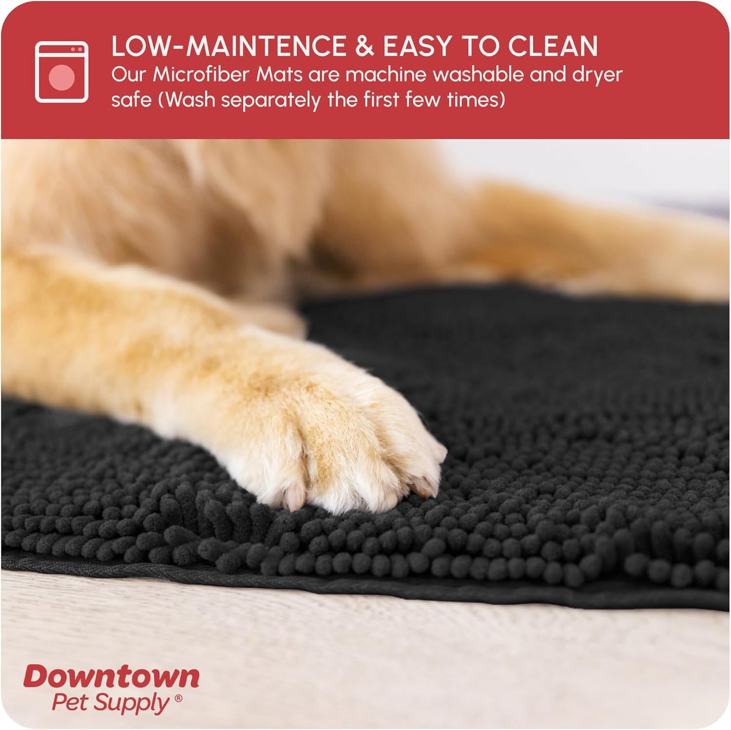 My Doggy Place Dog Mud Mat, 36"x26" Ash – Thick Microfiber Entry Rug for Snow, Mud & Salt – Absorbent, Quick-Dry, Washer-Safe & Non-Slip, Large