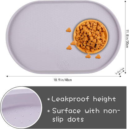 100% Waterproof 0.5" Raised Edge BPA Free Silicone Dog Food Mat, Pet Cat Feeding Mats Contain Spills Protects Floors, Placemats for Cats and Dogs Water Bowl Dishwasher. (Small, Gray)