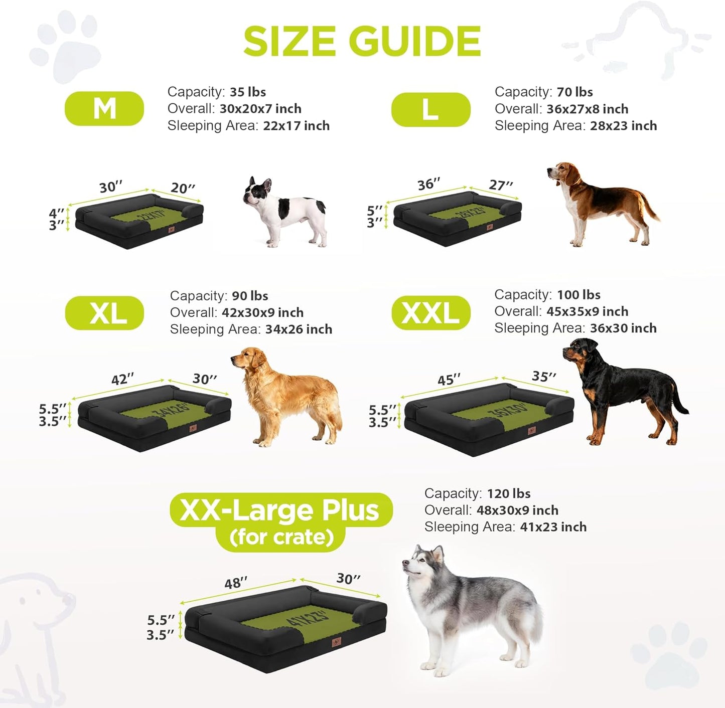 Extra Large Dog Bed, Orthopedic XL Washable Memory Foam Bed for Big Dogs Waterproof Pet Couch Sofa Bolster with Removable Cover, Non-Slip Bottom, Tennis Ball Toy, 42x30