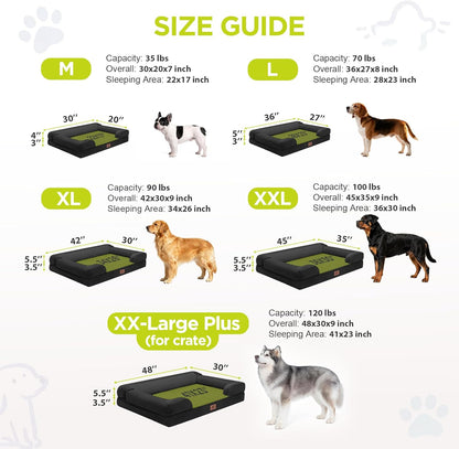 Extra Large Dog Bed, Orthopedic XL Washable Memory Foam Bed for Big Dogs Waterproof Pet Couch Sofa Bolster with Removable Cover, Non-Slip Bottom, Tennis Ball Toy, 42x30