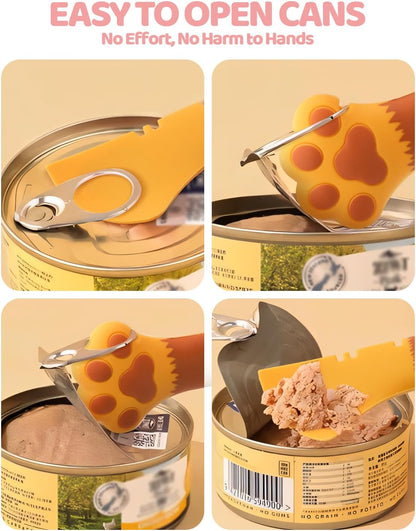 5 PCS Cat Food Can Covers Lids Set, Silicone Pet Food Can Lids with Multi-Function Cat Food Spoon and Opener, Cat Bar Squeezer, Stainless Steel Wet Food Spoon for Cats and Dogs (Pink) (Pink)