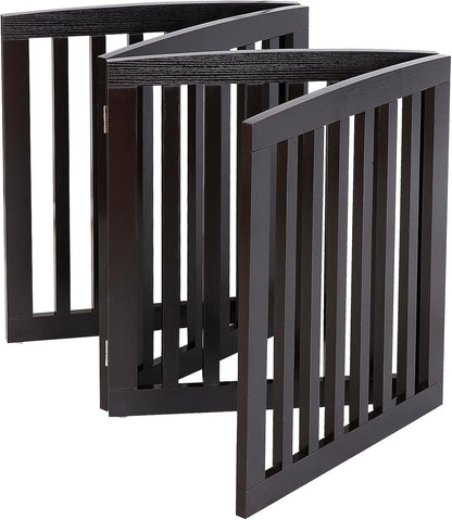 ZENY Freestanding Pet Gate for Dogs - 4 Panels Indoor Foldable Dog Fence for Stairs, Hallways, or Doorways - 82x24-Inch Freestanding Dog Gates, Brown