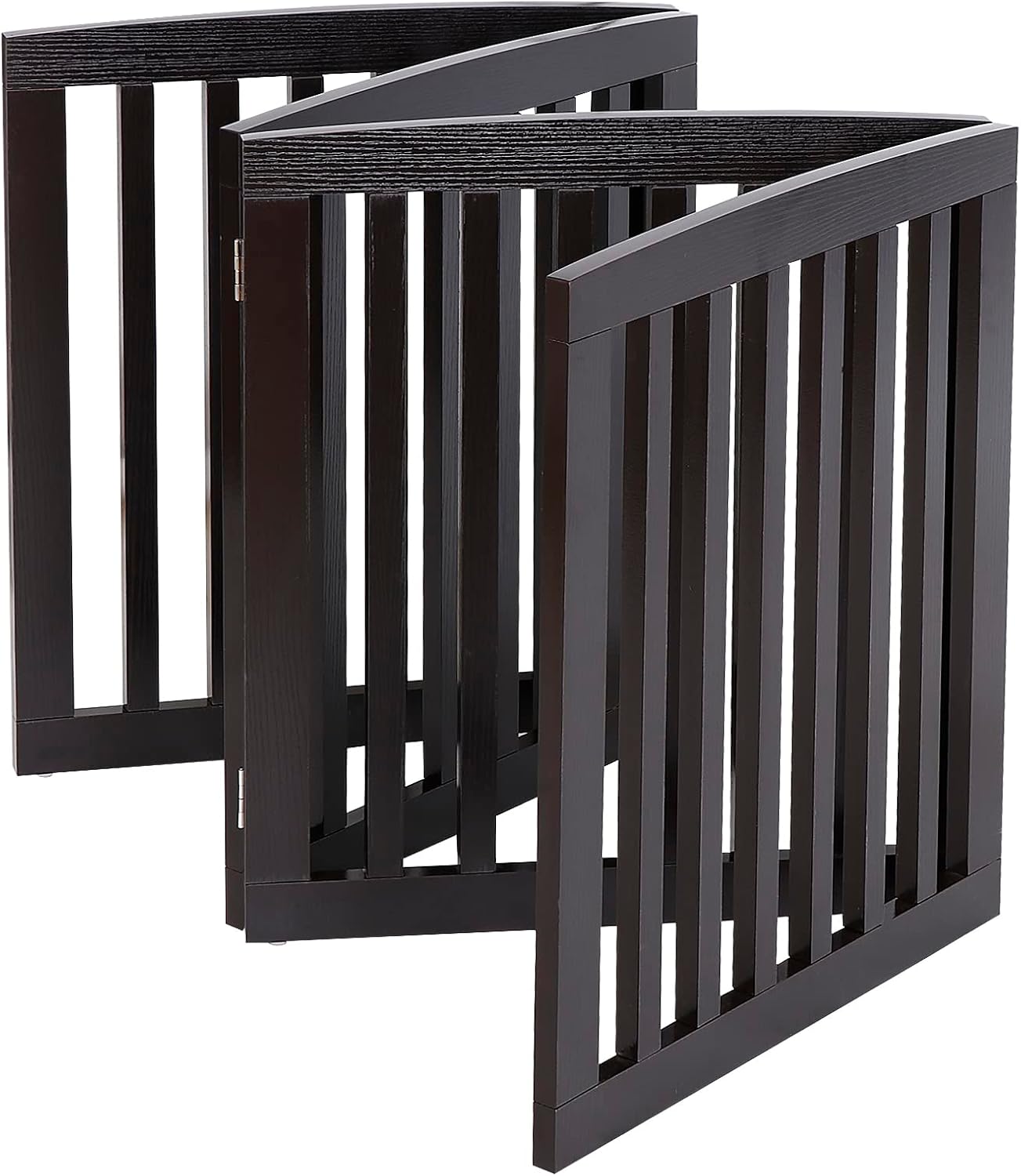 Freestanding Dog Door Indoor Folding Puppy Gate for Doorways Stairs 4-Panel Wood Pet Safe Barrier Fence for Hallways, Gray