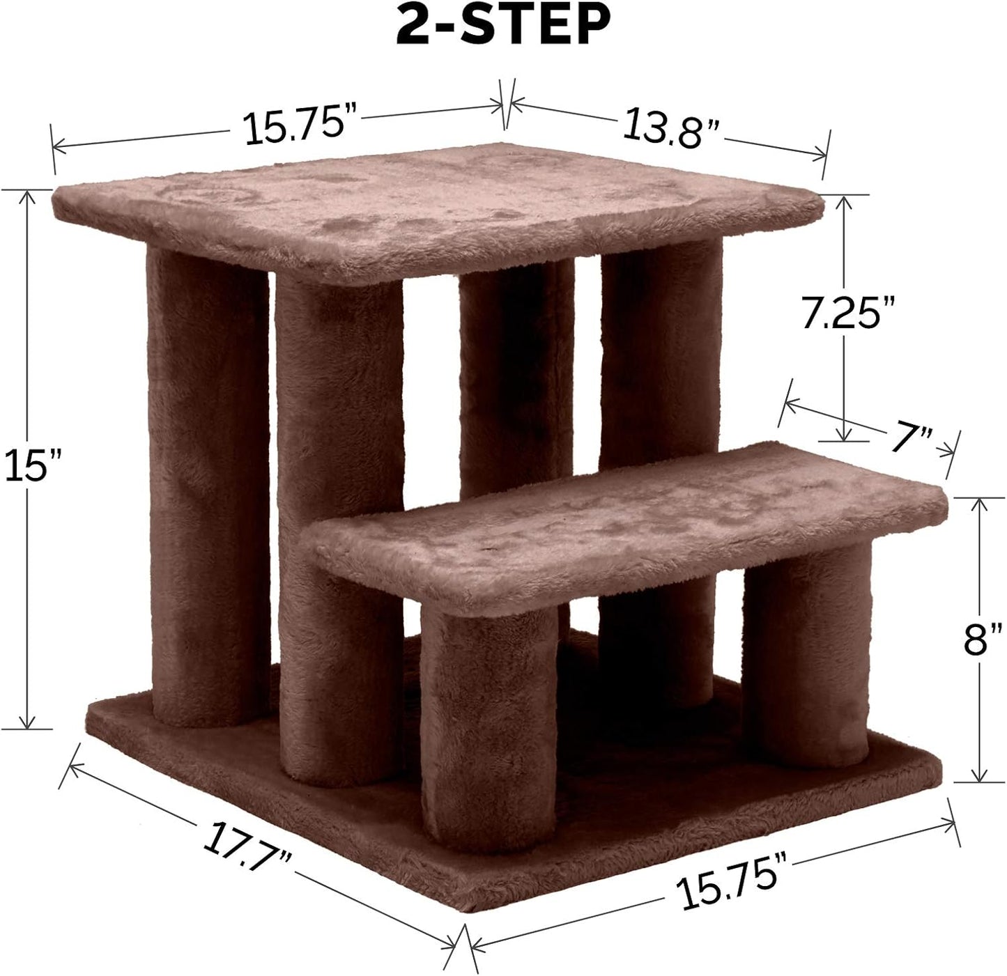 Furhaven Steady Paws Multi-Step Pet Stairs for High Beds & Sofas - Cream, 3-Step