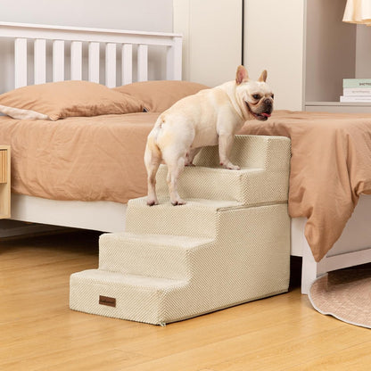 Aodisman Dog Stairs for Small Dogs, 3-Step Non-Slip Pet Stairs for Couch Sofa and Chair, Dog Bed Stairs for Puppy, Older Cat,Grey,13.6" H