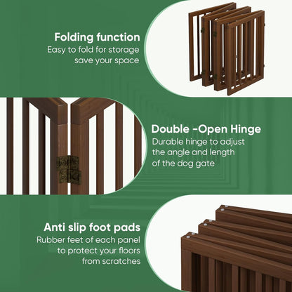 Freestanding Foldable Dog Gate - 4 Panel Room Divider with Metal Support Feet (Black)