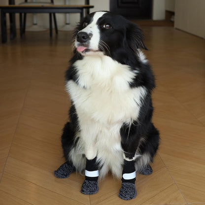 Dog Socks to Prevent Licking Paws, Anti Slip Dog Boots & Paw Protectors for Hardwood Floors, Toe Grips for Small Medium Large Senior Dogs, Dog Shoes for Hot/Cold Pavement(Blue Bone,L)