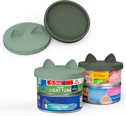 OHMO 2 Pack Pet Food Can Lids, (12.5-14oz) BPA Free Silicone Covers for Cat and Dog Food Cans, Camo&Light Green