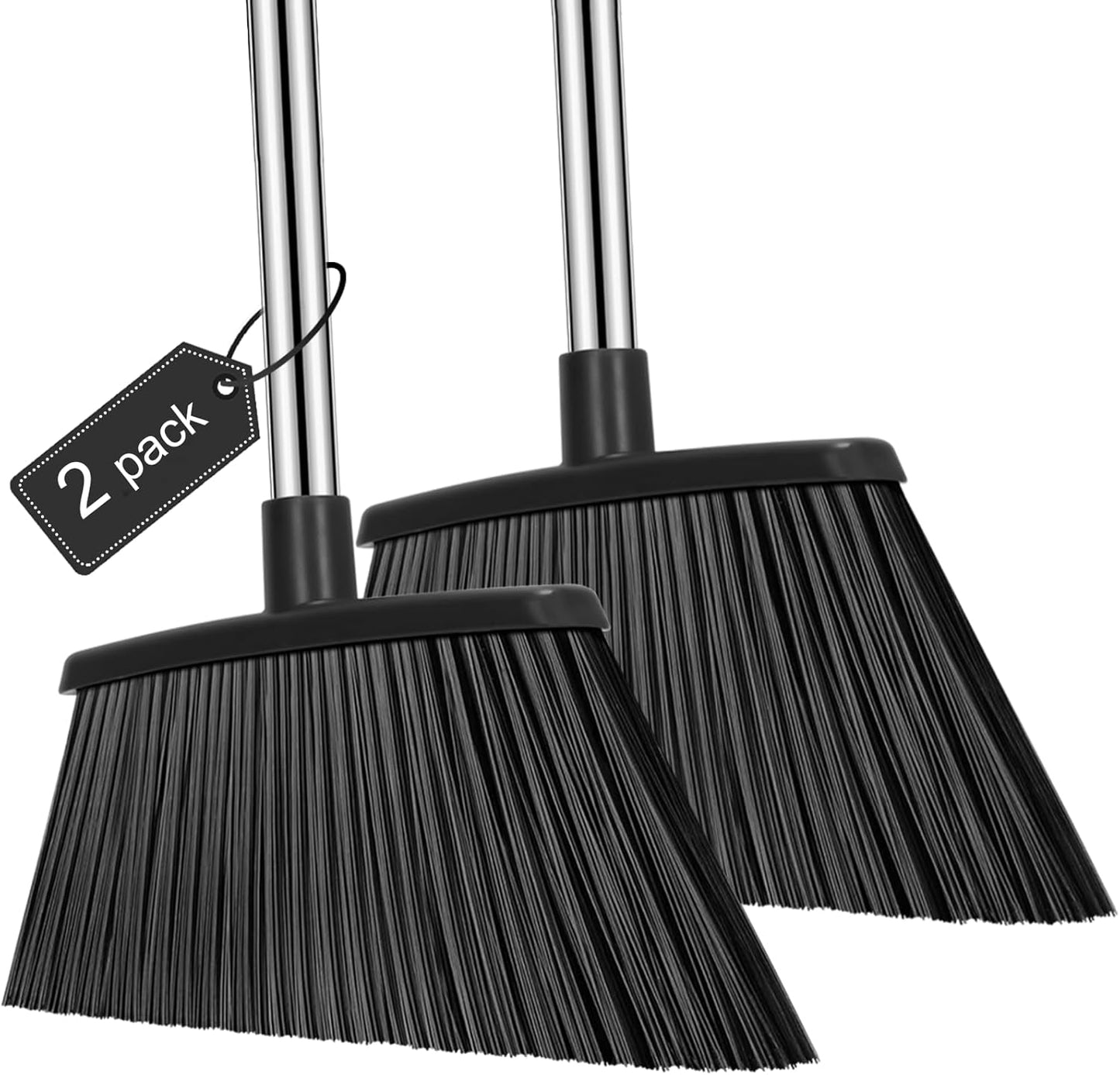 Heavy Duty Broom, 55 Inch Long Handle Outdoor Large Angle Brooms, Commercial Broom for Sweeping Indoor, for Home Garage Kitchen Office Courtyard Lobby Patio Lawn Concrete