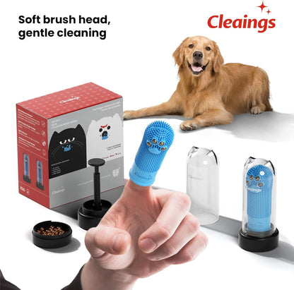 Pet Finger Toothbrush with Flavor Burst Beads, 360° Silicone Toothbrush Kit for Dogs & Cats, Deep Teeth Cleaning - 6 Pcs Mix Flavor