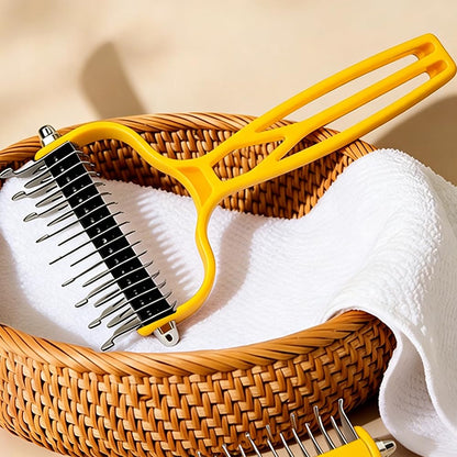 Double Sided Dematting Comb for Cats & Dogs, Undercoat Rake, Safe Deshedding Grooming Tool, Gentle Matt Remover Detangler for Long Thick Haired Pets, Ergonomic Pet Grooming Brush (Black)