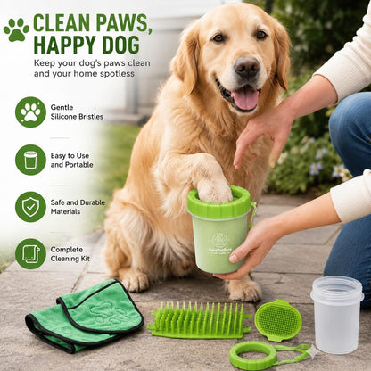 Dog Paw Cleaner Cup for Dogs – Paw Washer for Muddy Paws After Walks – Soft Silicone Scrubber Pet Paw Cleaner with Microfiber Towel – Portable Dog Paw Cleaning Kit for Small & Large Dogs