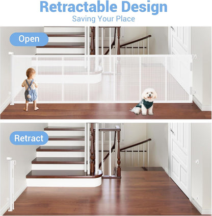 HAMOPY Retractable Baby Gate, 33" Tall, Extends up to 55" Wide, Durable Auto-Lock Baby Gates for Stairs, Mesh Dog Gate and Child Safety Gates for Doorways, Hallways, Indoor, Outdoor(Black)