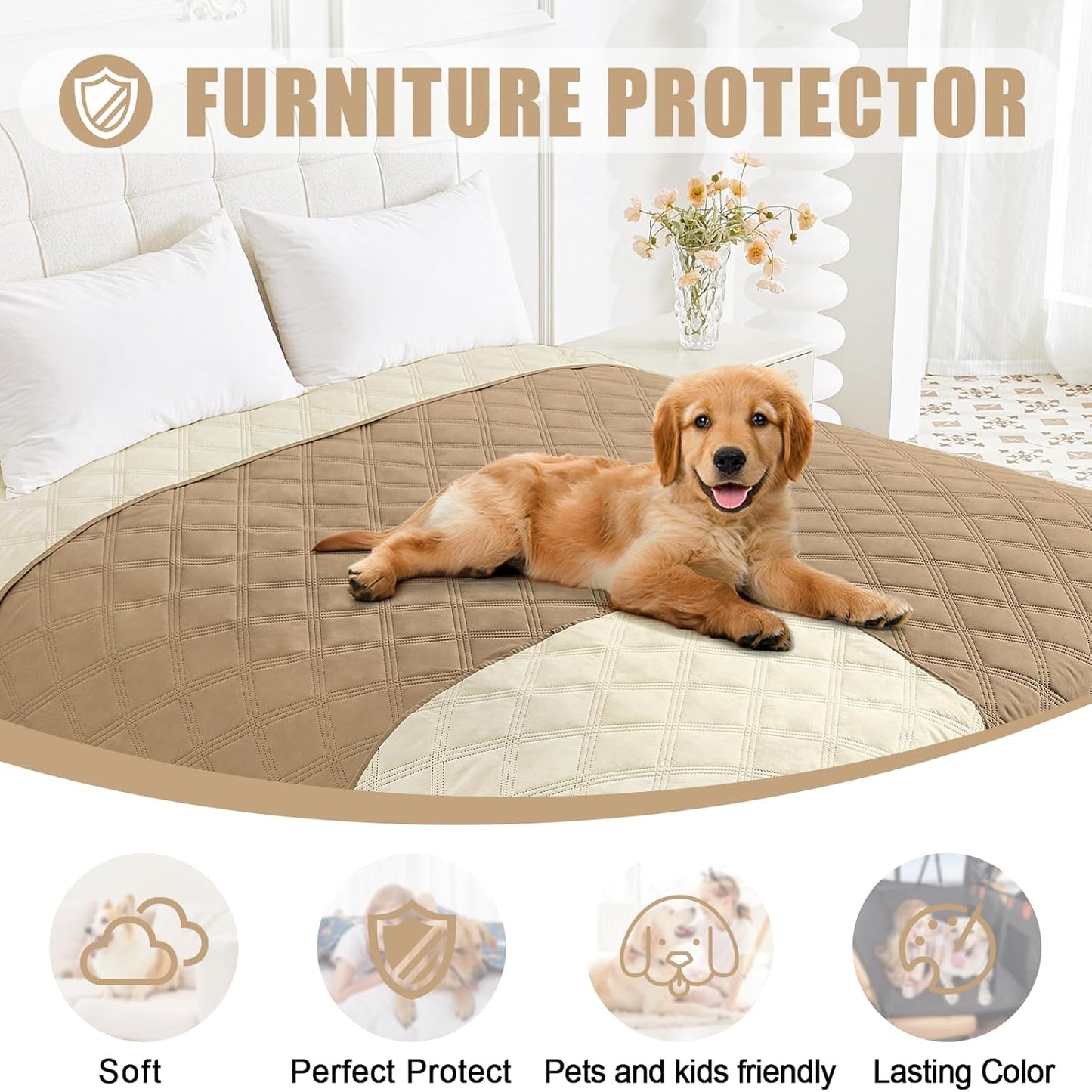 Smiry Waterproof Dog Bed Cover Blanket 30x70, Soft Reversible Pet Blanket, Washable Leakproof Cats Dogs Couch Cover for Sofa, Couch, Furniture, Grey/Dark Grey