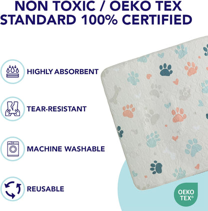 PUPIBOO Washable Pee Pads for Dogs and Cats - Super Absorbent Reusable Puppy Training Pads - 100% Waterproof, Leak-Proof & Non-Slip Whelping Pads for Pet Housebreaking
