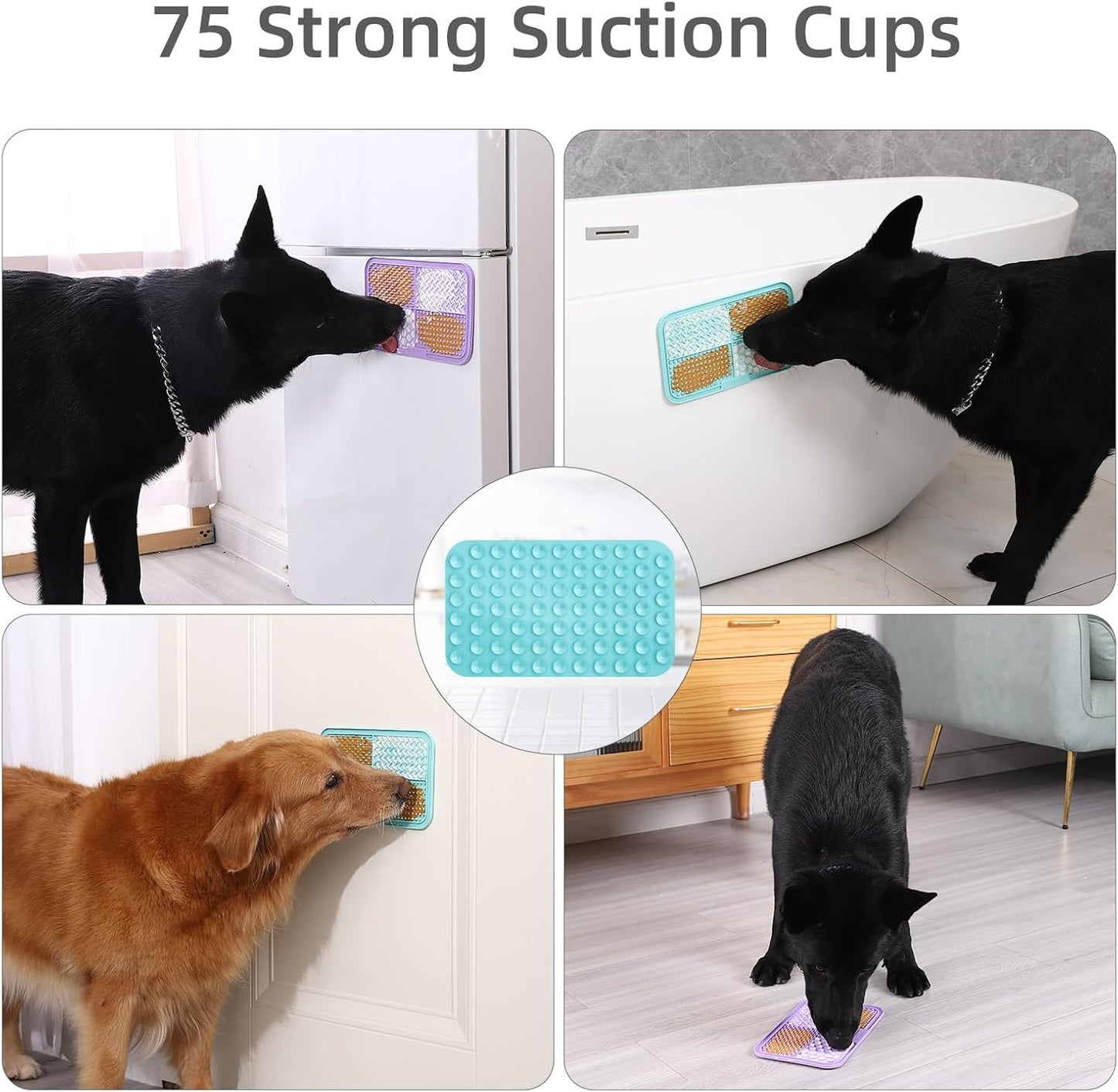 MateeyLife 2PCS Large Lick Mat for Dogs with Suction Cups, Slow Feeder Bowls, Cat Lick Mat for Anxiety Relief, Dog Toys to Keep Them Busy, Enrichment Toys for Bathing, Cat Licking Pad for Boredom