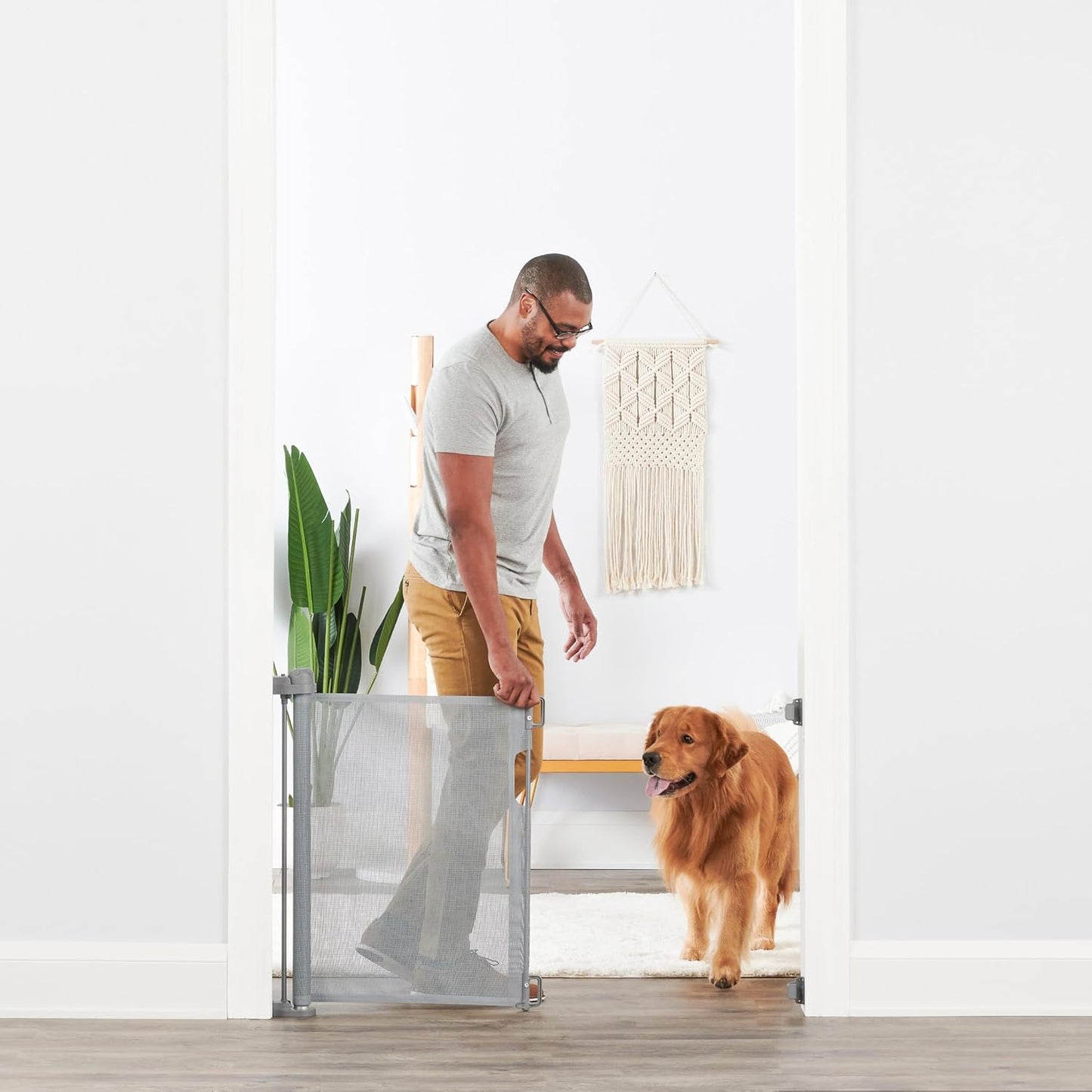 Carlson Pet Products 50" Extra Wide Retractable Dog Gate for Doorways & Bottom of Stairs, Easy Install Pet Gate, Gray