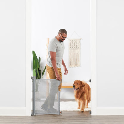 Carlson Pet Products 50" Extra Wide Retractable Dog Gate for Doorways & Bottom of Stairs, Easy Install Pet Gate, Gray