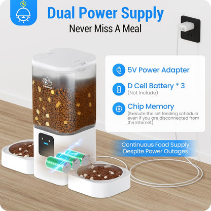 Frienhund Automatic Cat Feeder with 2K Camera: 5G WiFi Automatic Dog Feeder with Night Vision,Cat Food Dispenser with 7L Large Food Storage Container for Multiple Pet,Detachable for Easy Clean -29 Cup