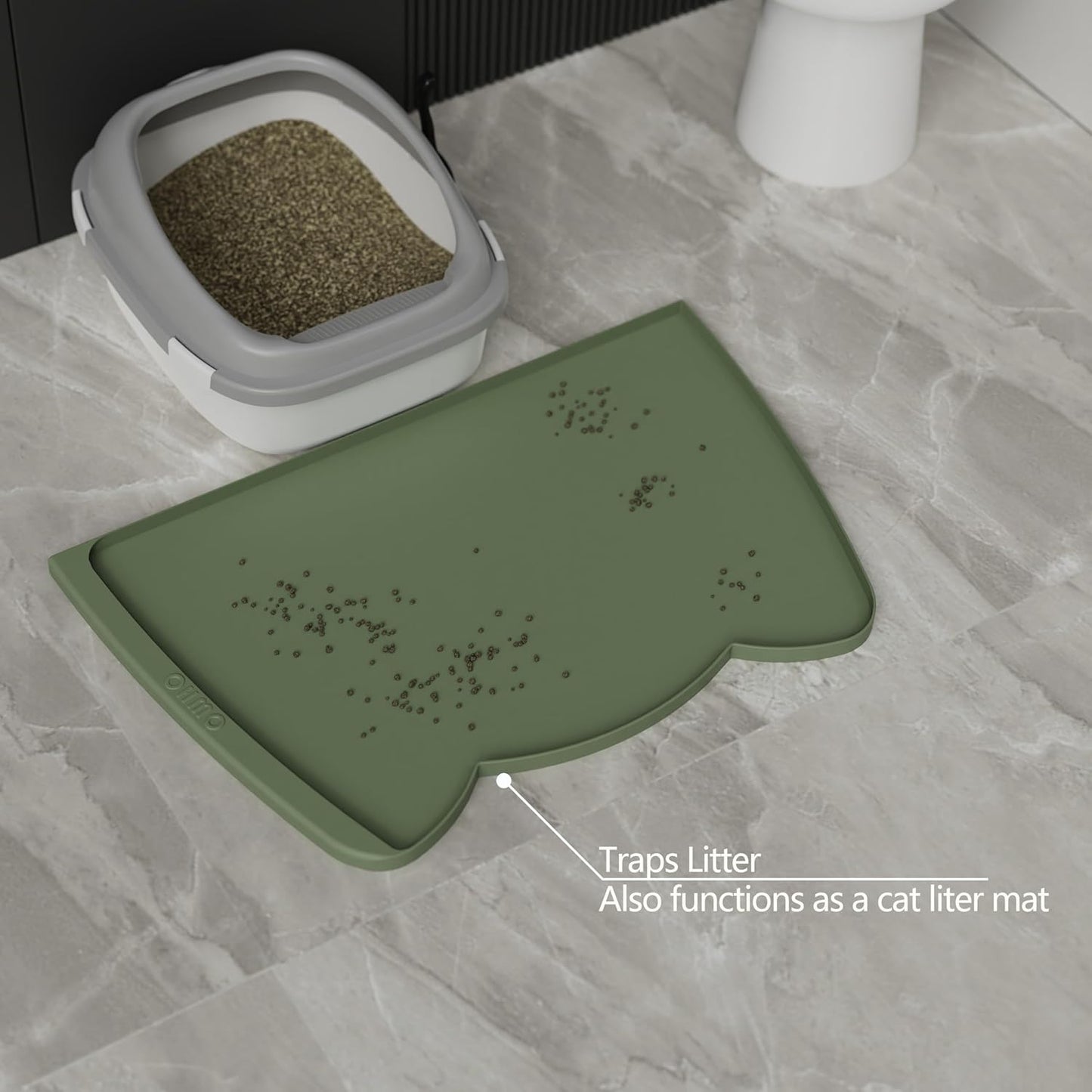 OHMO - Cat Food Mat, Silicone Pet Feeding Mat for Floor Non-Skid Waterproof Dog Water Bowl Tray, Easy to Clean Pet Placemat (Erythrinus, 18 * 9.8'')