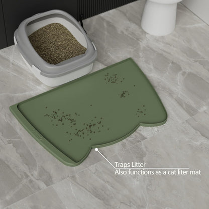 OHMO - Cat Food Mat, Silicone Pet Feeding Mat for Floor Non-Skid Waterproof Dog Water Bowl Tray, Easy to Clean Pet Placemat (Erythrinus, 18 * 9.8'')