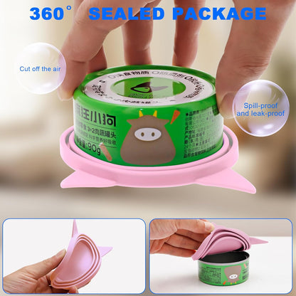 5-Piece Set Reusable Cat Food Can Lids, BPA-Free, Odor-Proof, Fits 2.4/2.8/3.2 Inch Cans (2.8oz/3oz/5.5oz), Fridge Safe (gray)