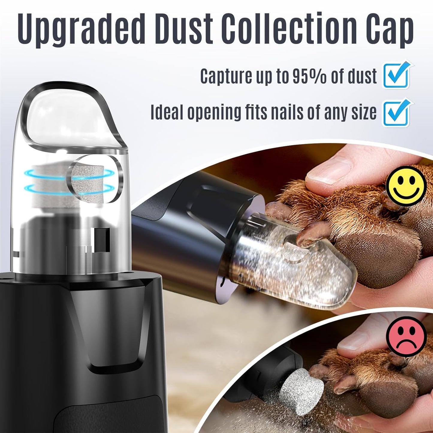 Casfuy New 6-Speed Dog Nail Grinder - 50% More Power Dog Nail Trimmers with 2 LED Lights Quiet 7h Running Time Electric Pet Nail Grinder File Toenail Grinder for Large Medium Small Dogs & Cats (DB)