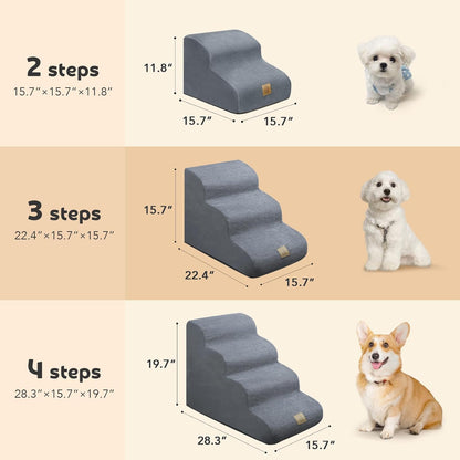 Mestuel 2-Tiers Extended Dog Stairs Steps for Couch Sofa, Dog Stairs for Small Dogs, Pet Stairs Ramp Ladder Friendly to Small Old Joint Injury Dogs Cats,Non-Slip & Washable,Blue