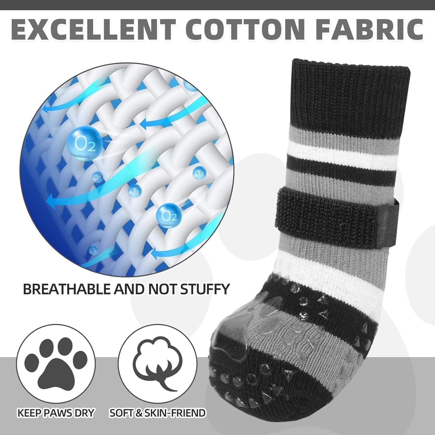 KOOLTAIL Dog Socks Shoes for Hot Pavement to Prevent Licking Paws, Winter Dog Boots&Paw Protector for Hardwood Floors Anti Slip,Traction Control Grip Booties for Small Medium Large Senior Dogs,Black M