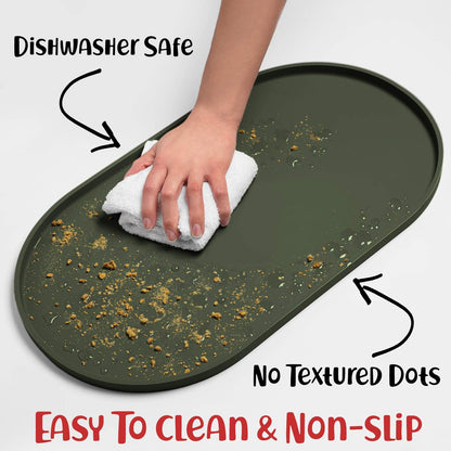 DogBuddy Dog Food Mat - Waterproof Dog Bowl Mat, Silicone Pet Mat for Food and Water Bowls, Nonslip Pet Feeding Mat with Edges, Dogs Food Mats for Floors, Puppy Supplies (Small, White Sand)