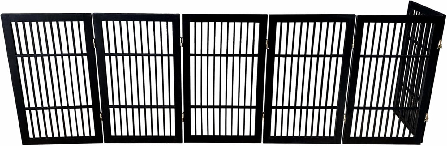 Urnporium Freestanding Wooden Dog Gate for Doorways – Foldable Acacia Wood Pet Gate, No Drill Portable Indoor/Outdoor Puppy Fence Barrier (White Pet Gate, 3 Panel 24" Tall)