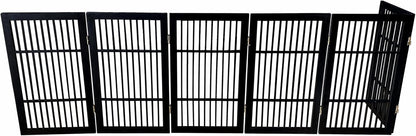 Urnporium Freestanding Wooden Dog Gate for Doorways – Foldable Acacia Wood Pet Gate, No Drill Portable Indoor/Outdoor Puppy Fence Barrier (White Pet Gate, 3 Panel 24" Tall)