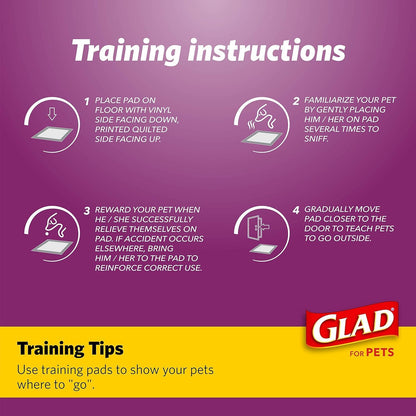 Glad for Pets Washable Dog Pee Pads, Medium, 24 x 36 Inch, 2 Count, Gray with Paw Prints, 3-Layer Leak Protection, No-Slip Vinyl Bottom, Reusable Puppy Training Pads