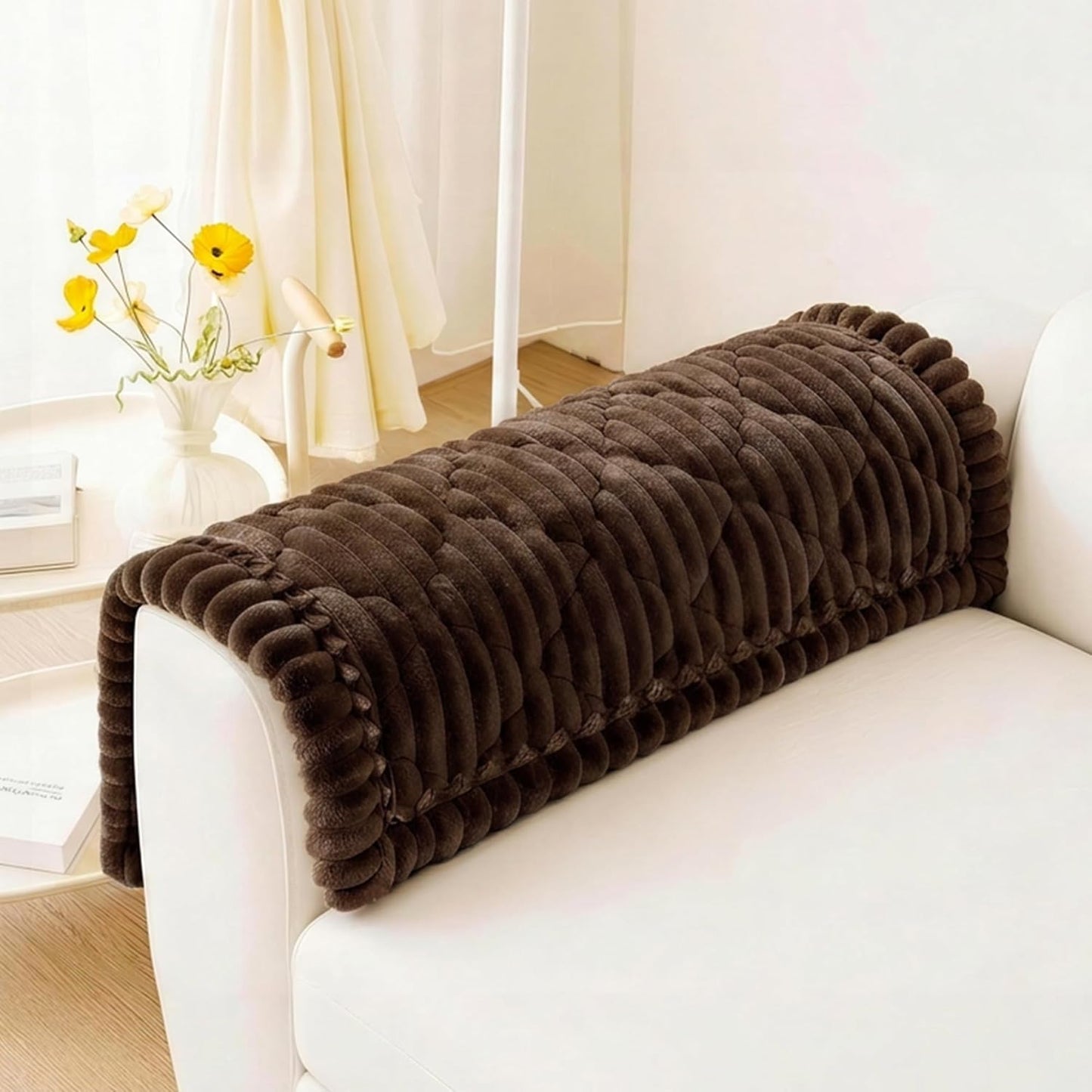 PuTian 100% Waterproof Fuzzy Couch Cover for Dogs Washable Non-Slip Furniture Cover Pet Friendly Dog Mat for Couches and Sofas White 27.6''x59'' 70cmx150cm