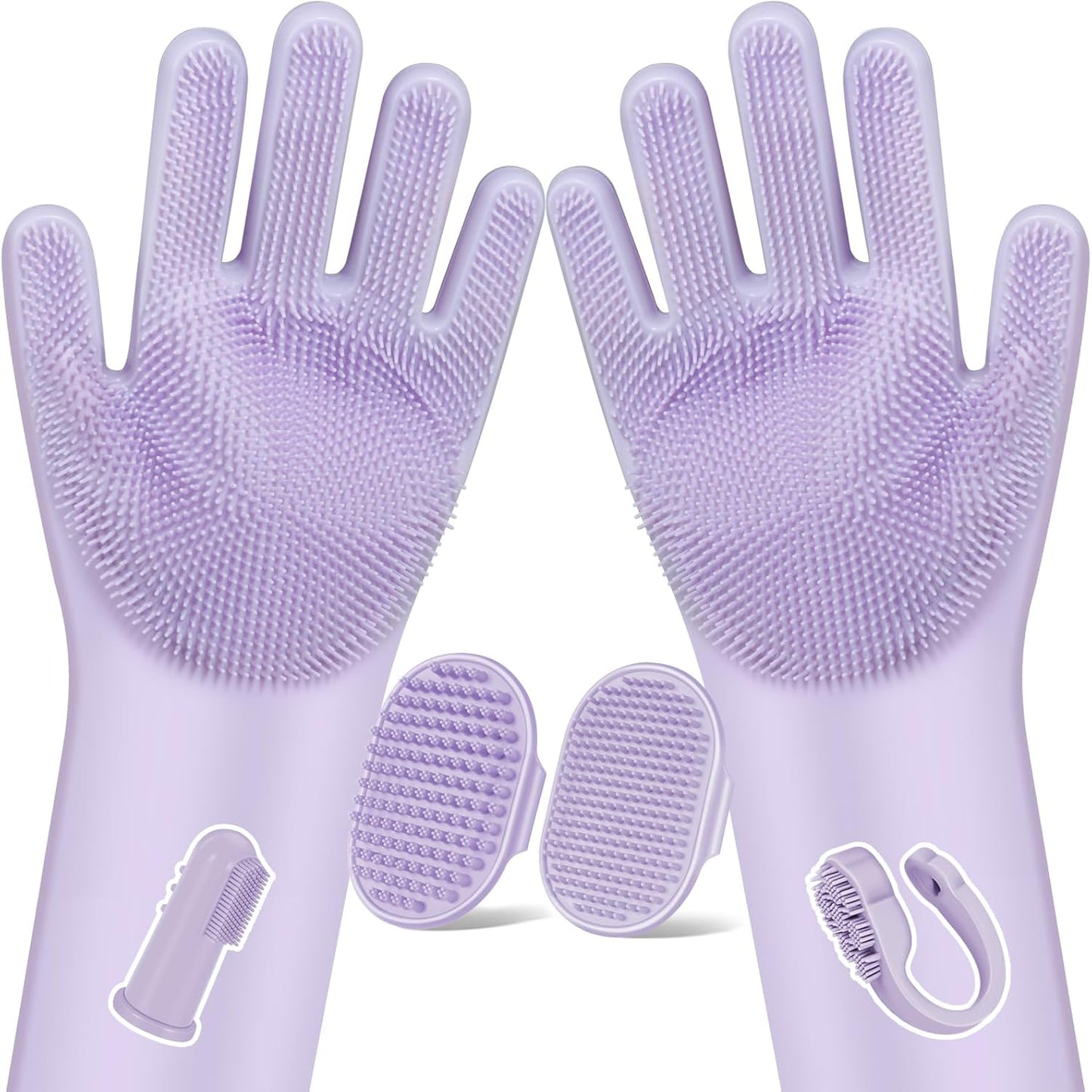 Augwind 6PCS Pet Grooming Kit for Dogs, Cats and Horses | Dog Washing Gloves | Cleanroom Gloves | Dog Bath Brush | Dog Bath Gloves | Dog Shampoo Brush | Dog Bath Supplies (Navy Blue)
