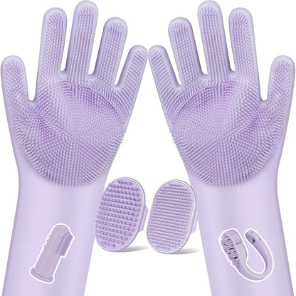 Augwind 6PCS Pet Grooming Kit for Dogs, Cats and Horses | Dog Washing Gloves | Cleanroom Gloves | Dog Bath Brush | Dog Bath Gloves | Dog Shampoo Brush | Dog Bath Supplies (Navy Blue)