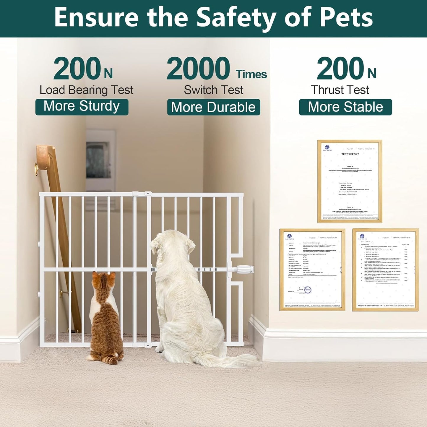 10-Second Quick Install Pressure Mounted Dog Gate for Pets and Kids,Adjustable 29'' to 43'' Wide Metal Pet Gate for Doorways Stairs,No Drilling,Expandable,30'' Tall Indoor Portable Safety Baby Gate