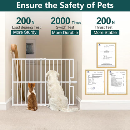 10-Second Quick Install Pressure Mounted Dog Gate for Pets and Kids,Adjustable 29'' to 43'' Wide Metal Pet Gate for Doorways Stairs,No Drilling,Expandable,30'' Tall Indoor Portable Safety Baby Gate