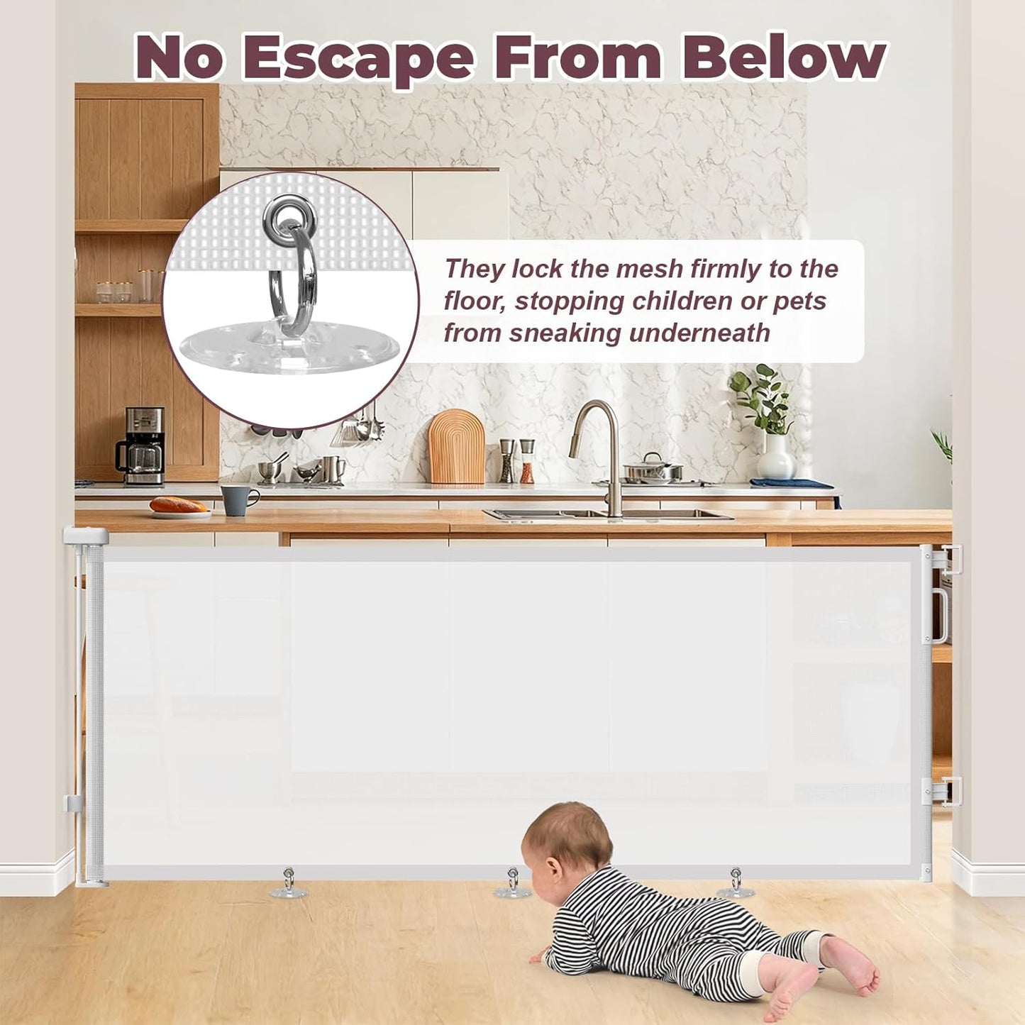 Retractable Baby Gates for Doorways, 58" Extra Wide Mesh Child Dog Gate for Stairs, 34" Tall Toddler Pet Gate Indoor and Outdoor, Easy Install, Essential for Home Safety, Black
