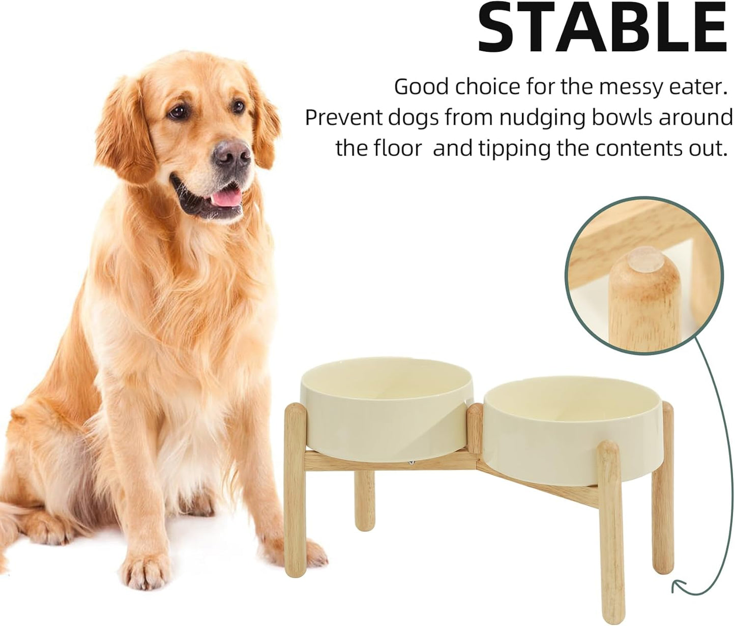 Havniva 8.3inch Ceramic Raised Dog Bowl with Stand, Elevated Dog Bowls for Large Breed Dog Food and Water Bowl Non-Slip Dog Dish Large Capacity Feeding Pet Water Bowl