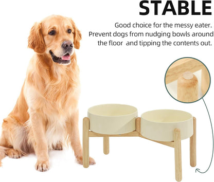 Havniva 8.3inch Ceramic Raised Dog Bowl with Stand, Elevated Dog Bowls for Large Breed Dog Food and Water Bowl Non-Slip Dog Dish Large Capacity Feeding Pet Water Bowl