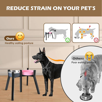 Elevated Dog Bowls for Large and Extra Large Dogs, Adjustable Width Dog Bowl Stand for 7-10.6" Wide Bowls, Food and Water Feeder, 13.7 in Tall Single Holder (Bowl Not Included)