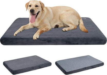 EMPSIGN Stylish Dog Bed Mat Dog Crate Pad Mattress Reversible (Cool & Warm), Water Proof Linings, Removable Machine Washable Cover, Firm Support Pet Crate Bed for Small to XX-Large Dogs, Grey
