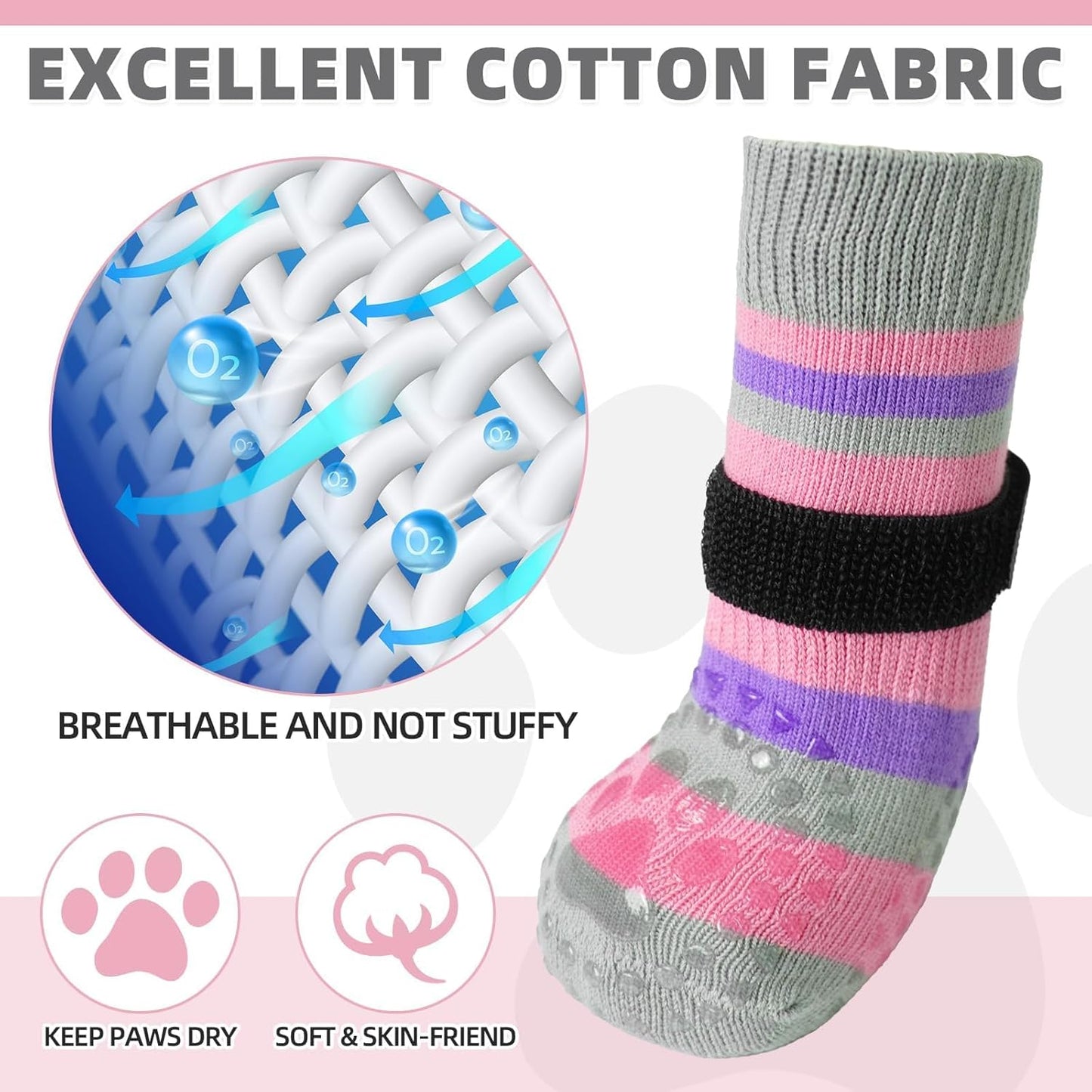 KOOLTAIL Dog Socks Shoes for Hot Pavement to Prevent Licking Paws, Winter Dog Boots&Paw Protector for Hardwood Floors Anti Slip,Traction Control Grip Booties for Small Medium Large Senior Dogs,Black M