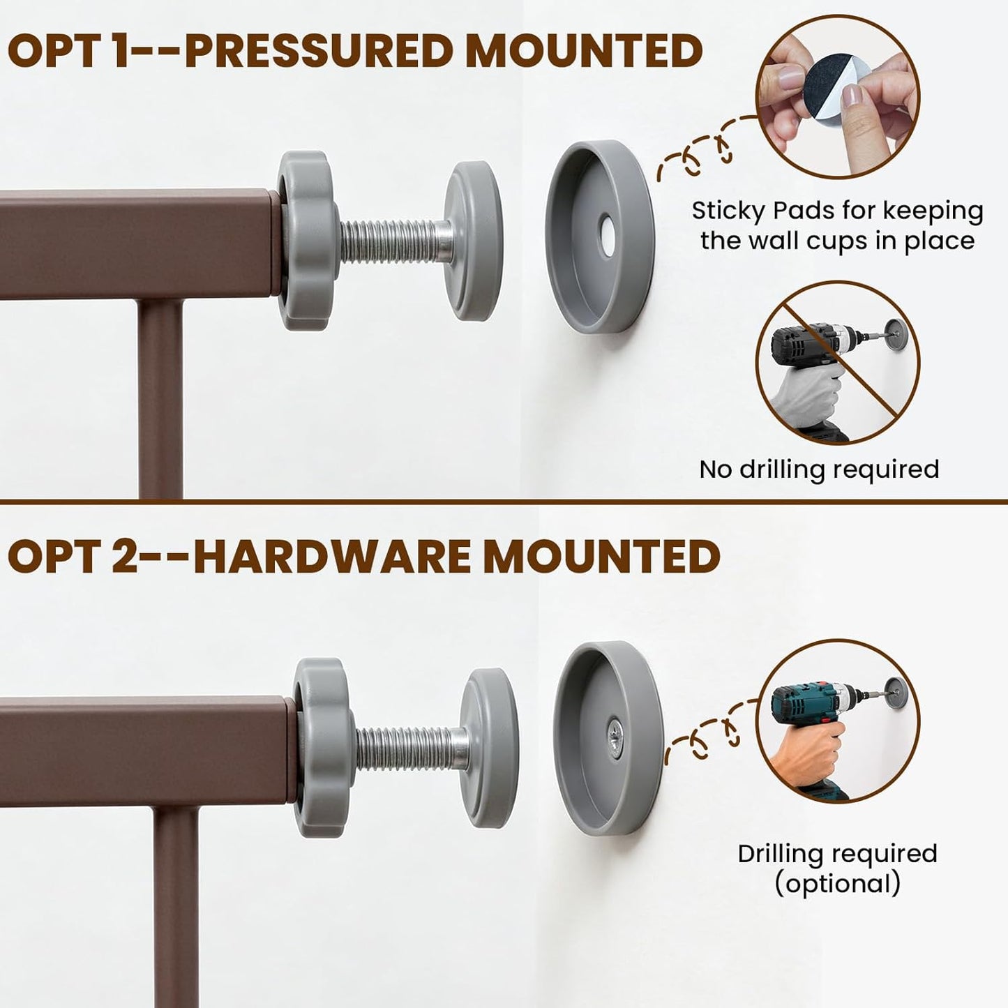 Baby Gate for Stairs, 29.7-40.6" Auto Close Dog Gate Indoor for Doorways, Dual-Lock Design, Adjustable Pet Gate No Drilling with Walk Thru Door for Hallways, Stroller Friendly, Black