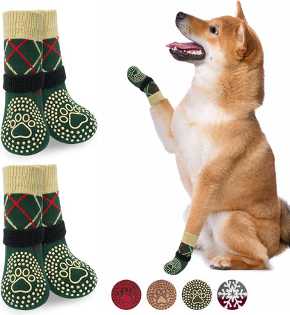 BEAUTYZOO Dog Socks to Prevent Licking Paws -Dog Shoes for Hot Pavement & Hardwood Floors Anti Slip, Traction Control Boots & Paw Protectors with Double Side Grips for Small Medium Large Senior Dogs