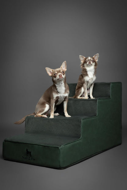 Noah & Paw Dog Stairs, Dog Ramp for Bed (20" Extra Wide) Pet Stairs for High Bed, Design to Fit Small and Large Breeds, Durable 5 Pet Steps for Couch (35 Foam Density) Leather Collection
