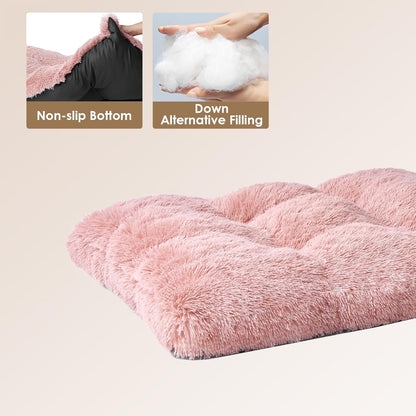 EHEYCIGA Fluffy Dog Crate Bed for Medium Dogs, Plush Faux Fur Crate Pad, Calming Anti Anxiety Medium Dog Bed, Washable Soft Warm Crate Mat with Non-Slip Bottom